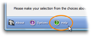 Screenshot of the help button